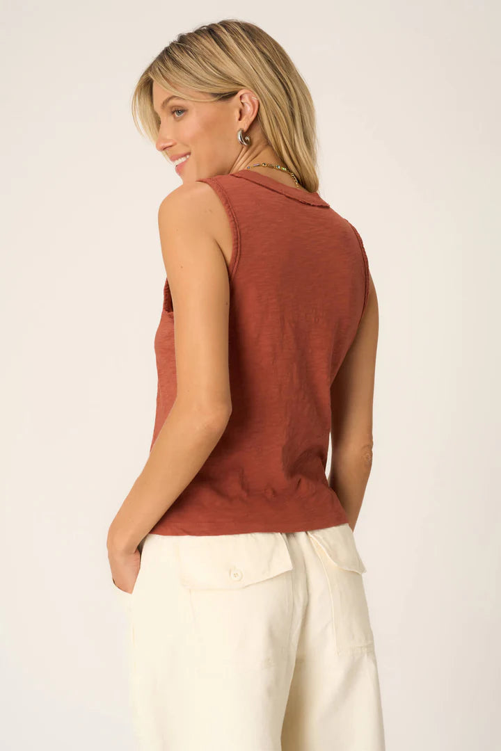 Let Me Know Slub V Neck Tank - Summer Rust