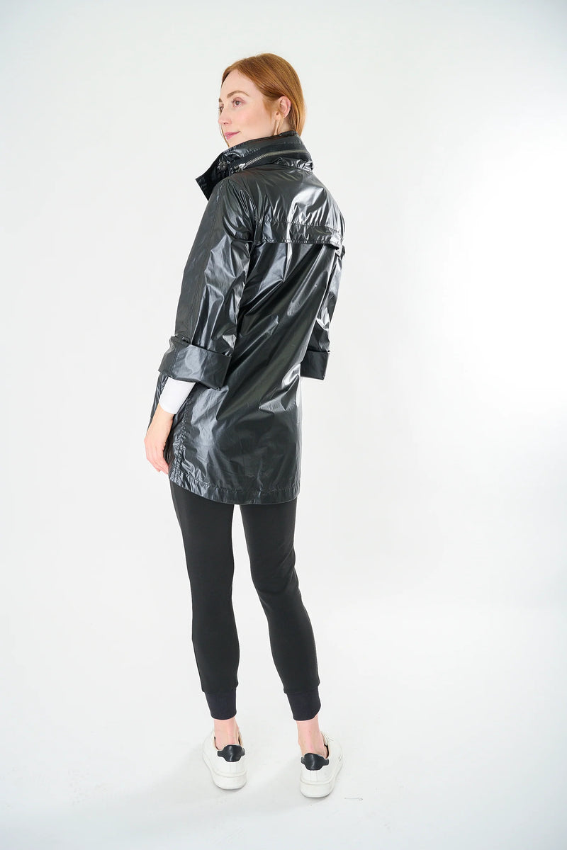 Metallic Rain Jacket - Black