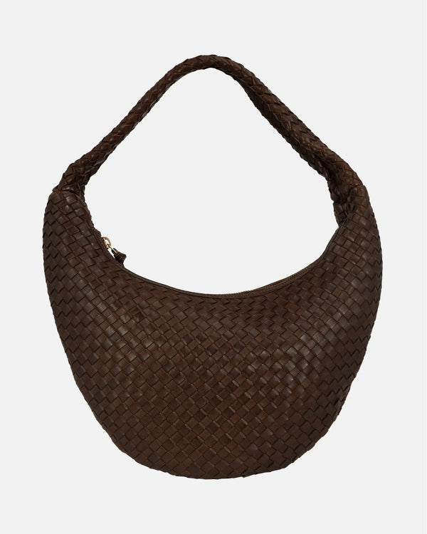 Silva Woven Leather Hobo Bag - Brown