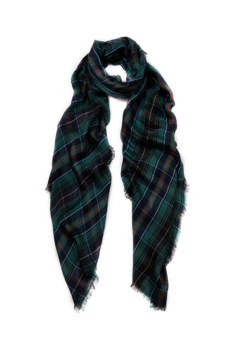 Scottish Plaid Cashmere Blend Scarf - Green