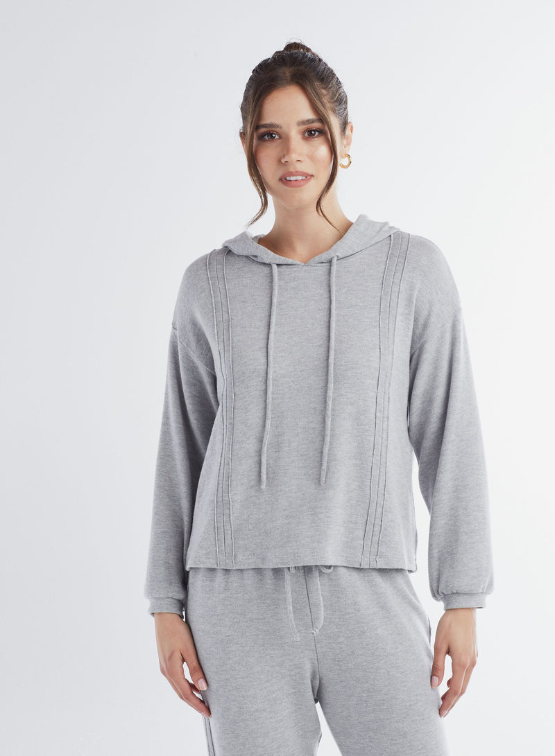 Exposed Seam Hoodie - Heather Grey