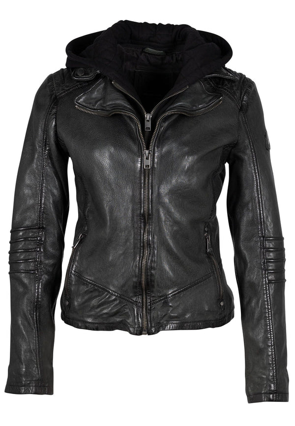 Flura RF Leather Jacket - Forest Green