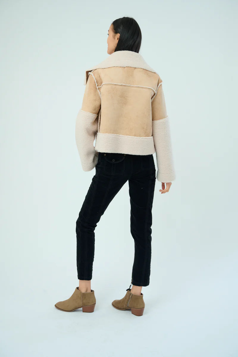 Trisha Distressed Suede Sherpa Jacket