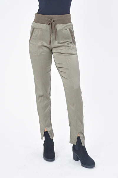 Paloma Stretch Satin Pant - Oregano