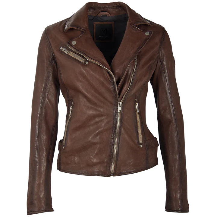 Maysie RF Leather Jacket - Brown