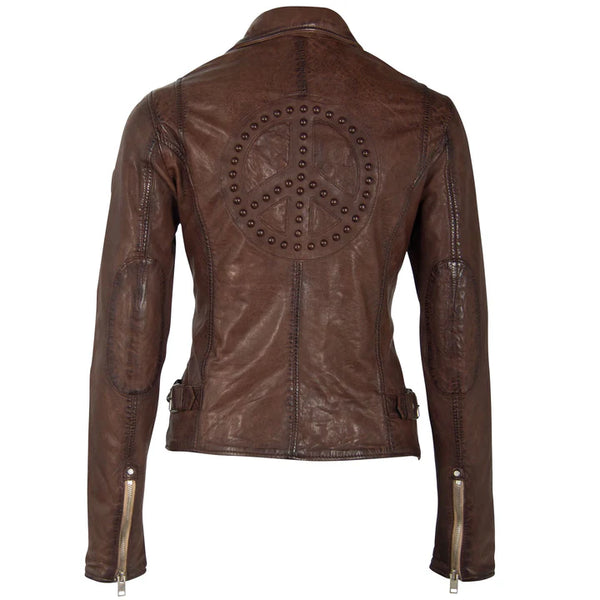 Maysie RF Leather Jacket - Brown