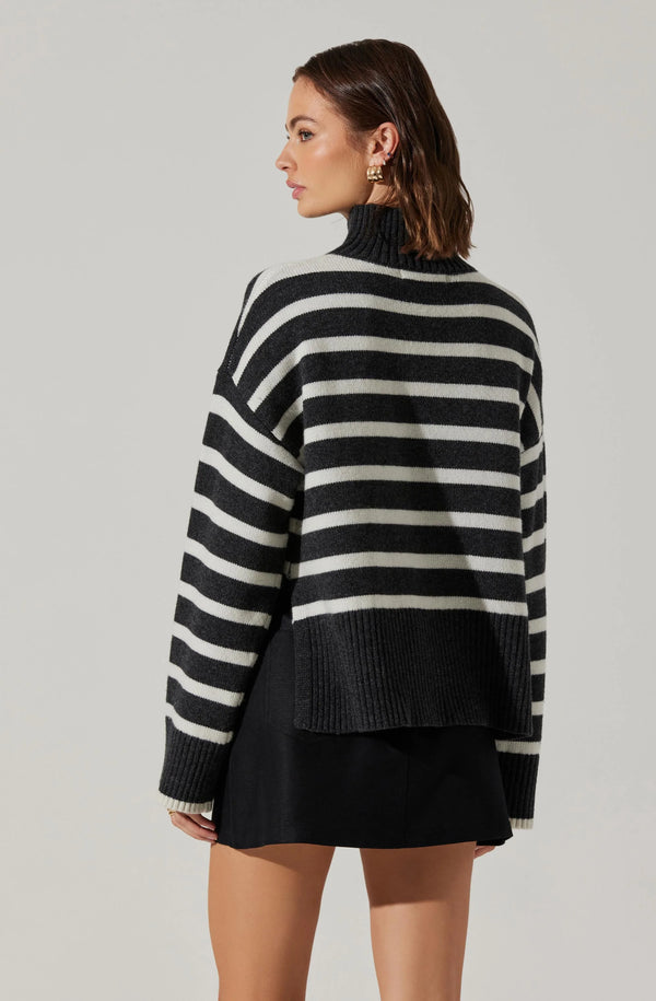 Sophea Striped Mock Neck Sweater