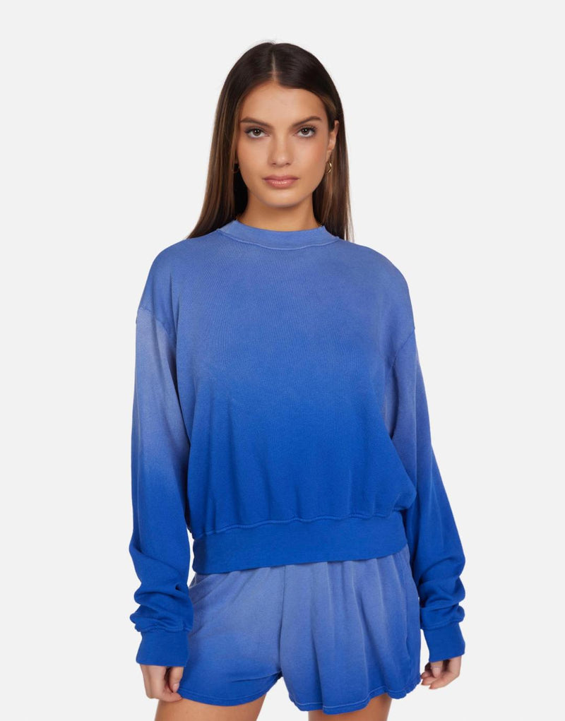 Exon Crop Crewneck Pullover - Faded Blue