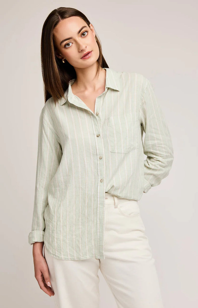 Dominique Button Down Shirt - Cactus Stripe