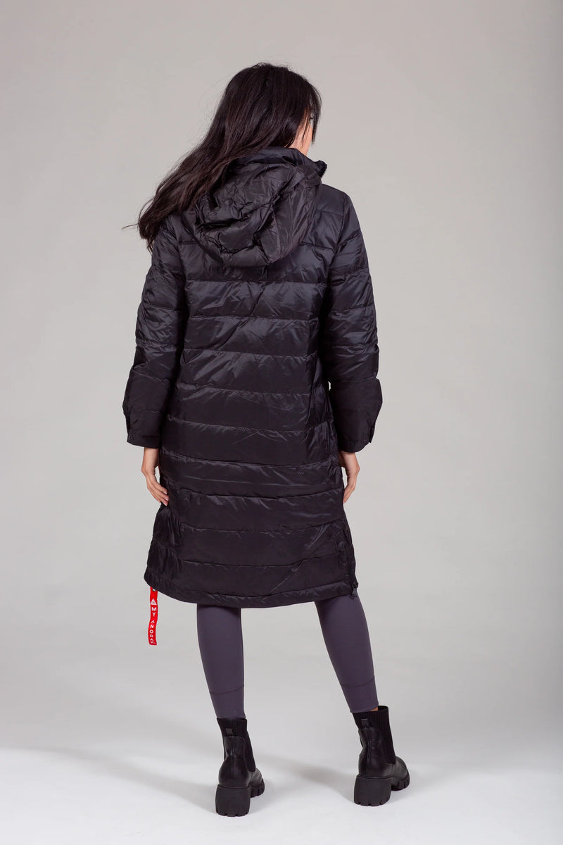 The Quilted Hooded Coat - Black/Sterling/Grey