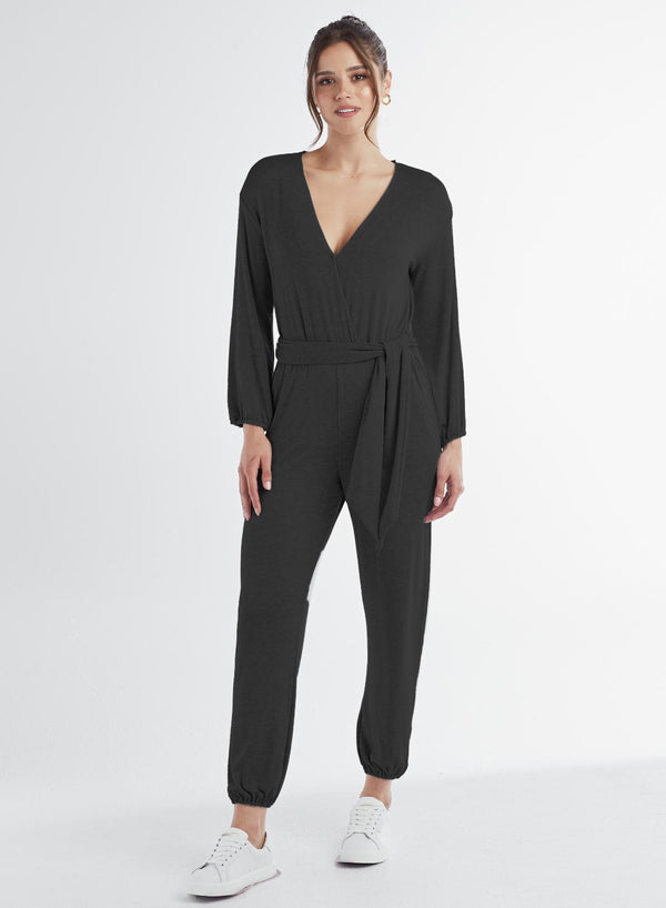 V-neck Jumpsuit - Black