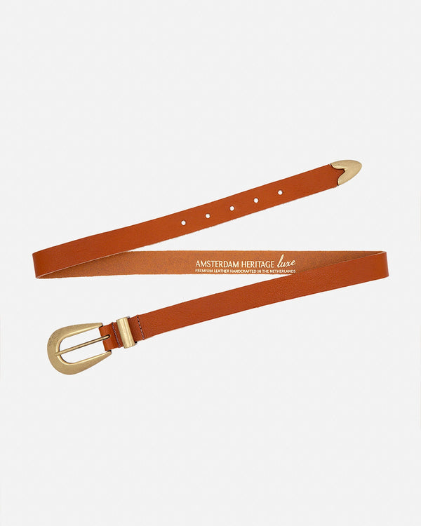 Adrie Skinny Leather Belt - Cognac